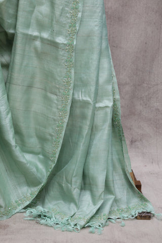 Pastel Green Zardosi Tussar Silk Saree-SRPGZTSS19