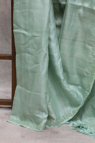 Pastel Green Zardosi Tussar Silk Saree-SRPGZTSS19