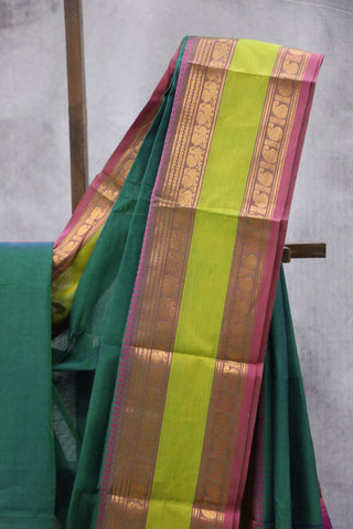 Peacock green Kanchi Cotton Saree-SRPGLGKCS65EX