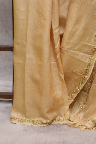 Beige Zardosi Tussar Silk Saree-SRBZTSS18