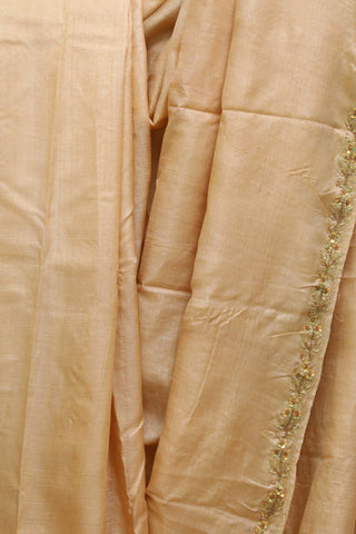 Beige Zardosi Tussar Silk Saree-SRBZTSS18