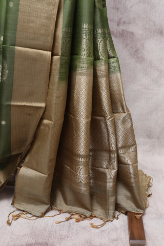 Mehendi Green Kanjeevaram Silk Saree-SRMGKSS389