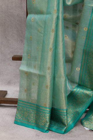 Green Chanderi Tissue Silk Saree-SRGCTSS57