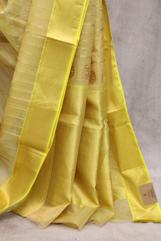 Yellow Chanderi Tissue Silk Saree-SRYCTSS53