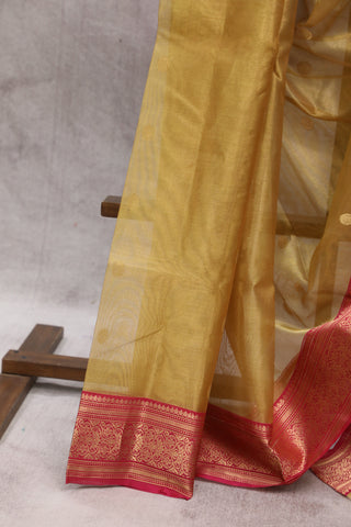 Golden Chanderi Tissue Silk Saree-SRGCTSS125