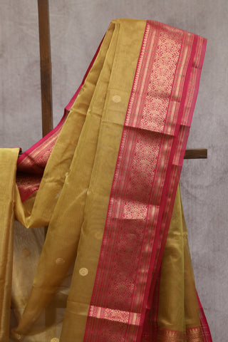 Golden Chanderi Tissue Silk Saree-SRGCTSS125