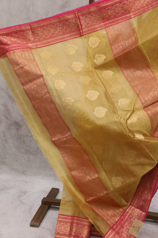 Golden Chanderi Tissue Silk Saree-SRGCTSS125