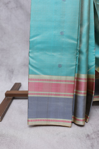 Aqua Green Kanjeevaram Silk Saree-SRAGKSS378