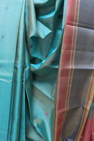 Aqua Green Kanjeevaram Silk Saree-SRAGKSS378