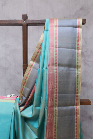 Aqua Green Kanjeevaram Silk Saree-SRAGKSS378