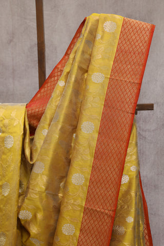 Yellow Chanderi Silk Saree-SRYCSS101