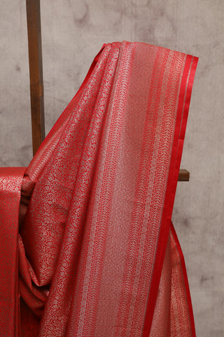 Red Banarasi Silk Saree-SRRBSS297