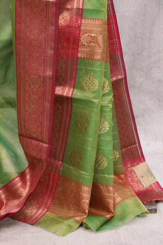 Green Chanderi Tissue Silk Saree-SRGCTSS128