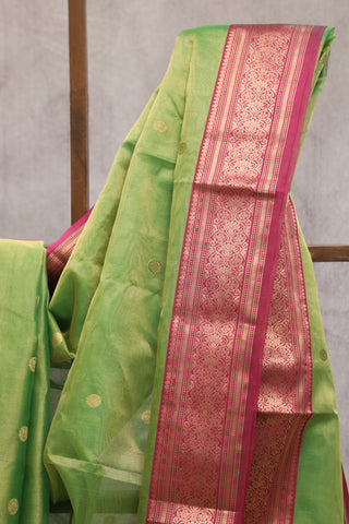 Green Chanderi Tissue Silk Saree-SRGCTSS128