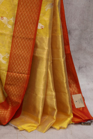 Mustard Yellow Chanderi Silk Saree-SRMYCSS105