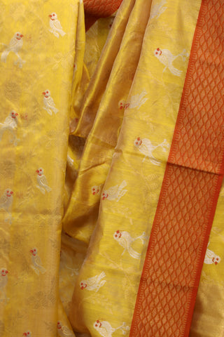 Mustard Yellow Chanderi Silk Saree-SRMYCSS105