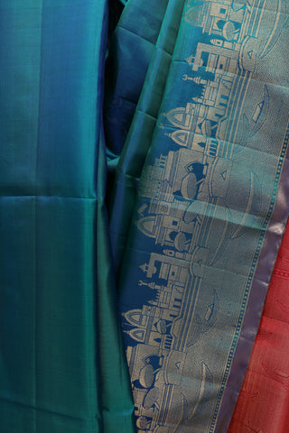 Peacock Green Soft Silk Saree With Ganga Ghat Weaving Design - SRPGSSS182