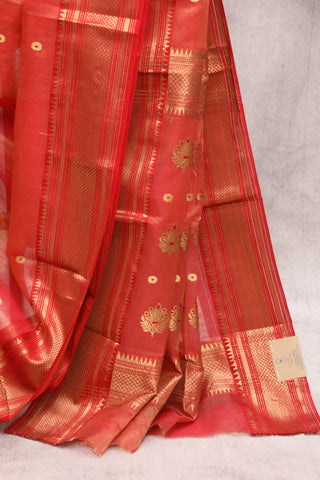 Two Tone Red Chanderi Tissue Silk Saree-SRTTRCTSS129