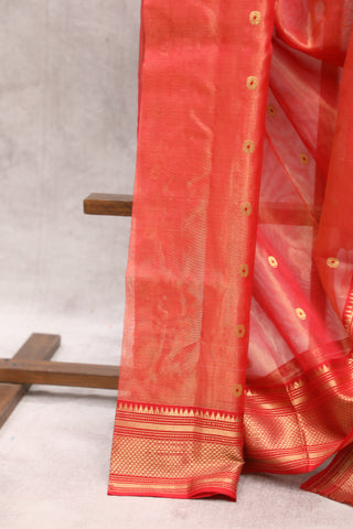 Two Tone Red Chanderi Tissue Silk Saree-SRTTRCTSS129