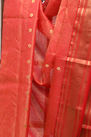 Two Tone Red Chanderi Tissue Silk Saree-SRTTRCTSS129