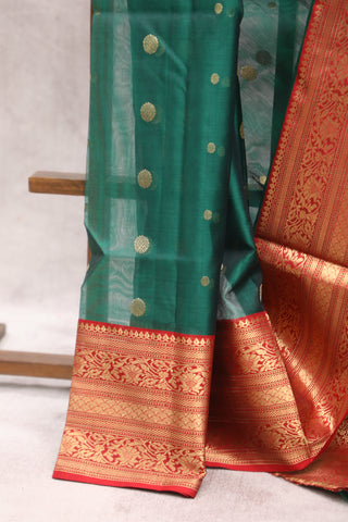 Green Chanderi Silk Saree-SRGCSS110