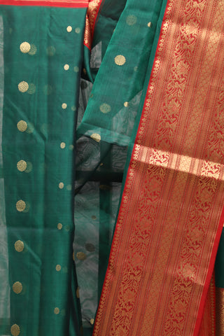 Green Chanderi Silk Saree-SRGCSS110