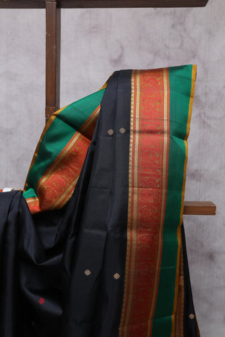 Black Kanjeevaram Silk Saree-SRBKSS382