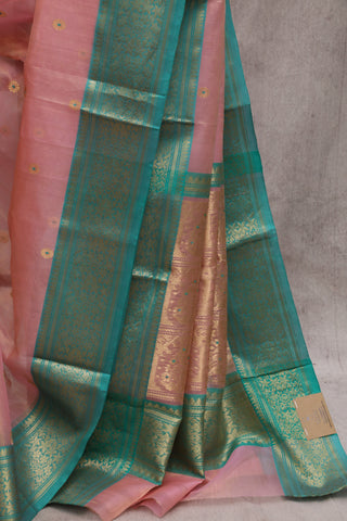 Peach Chanderi Tissue Silk Saree-SRPCTSS130