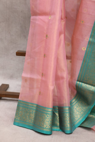 Peach Chanderi Tissue Silk Saree-SRPCTSS130