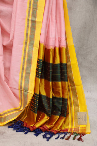 Pink Cotton Ilkal Saree with Gayatri Bordar -SRPCIS360