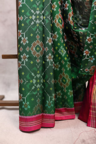 Dark Green Rajkot Patola Silk Saree - SRDGRPSS198