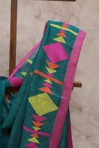 Green Linen Jamdani Saree -SRGLJS207