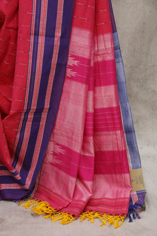 Magenta Cotton Ilkal Saree with Gayatri Bordar -SRMCIS363