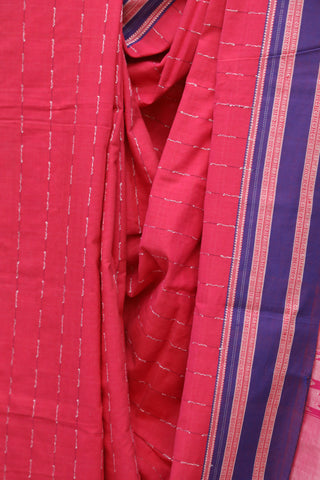 Magenta Cotton Ilkal Saree with Gayatri Bordar -SRMCIS363