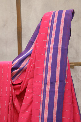 Magenta Cotton Ilkal Saree with Gayatri Bordar -SRMCIS363