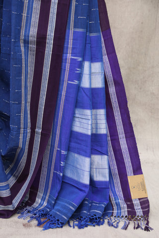 Blue Cotton Ilkal Saree with Gayatri Bordar -SRBCIS367