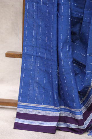 Blue Cotton Ilkal Saree with Gayatri Bordar -SRBCIS367