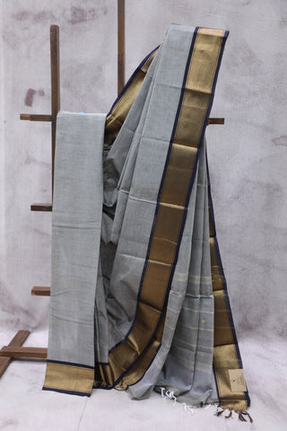 Dark Grey Kanchi Cotton Saree-SRSDGKCS105EX