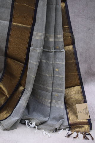 Dark Grey Kanchi Cotton Saree-SRSDGKCS105EX