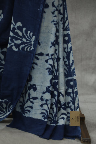 Indigo HBP Cotton Saree - SRICS1762