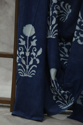 Indigo HBP Cotton Saree - SRICS1762