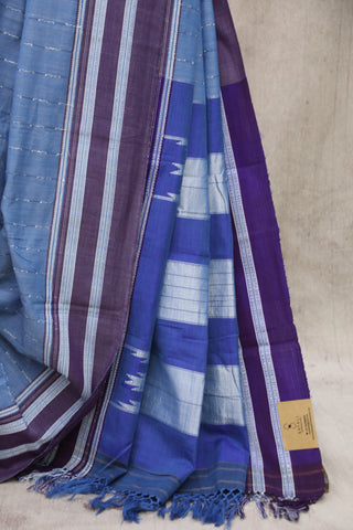 Blue Cotton Ilkal Saree with Gayatri Bordar -SRBCIS365