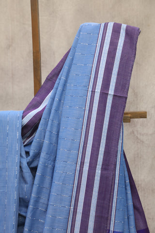 Blue Cotton Ilkal Saree with Gayatri Bordar -SRBCIS365