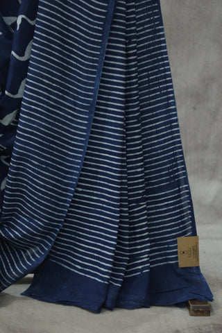 Indigo HBP Cotton Saree - SRICS1764