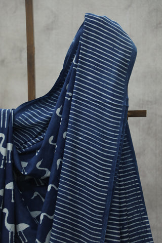 Indigo HBP Cotton Saree - SRICS1764