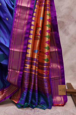 Blue Silk Paithani Saree - SRBSPS381