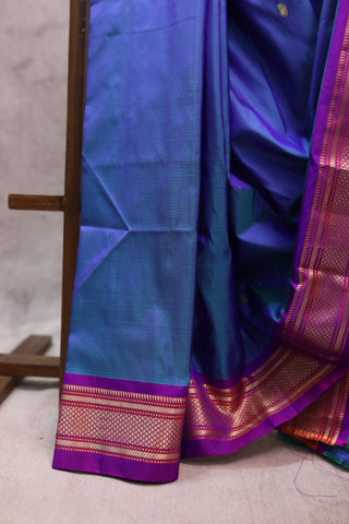 Blue Silk Paithani Saree - SRBSPS381