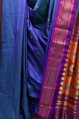 Blue Silk Paithani Saree - SRBSPS381