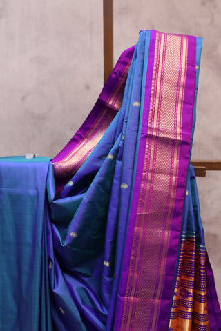 Blue Silk Paithani Saree - SRBSPS381