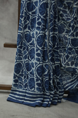 Indigo HBP Cotton Saree - SRICS1808